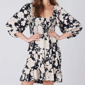 Saltwater luxe black and cream smocked dress size L